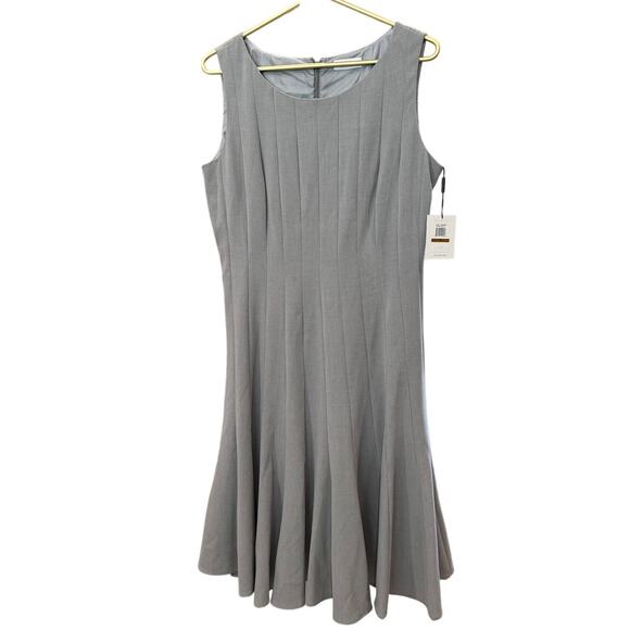 Calvin Klein Tin Gray Knife‑Pleat Fit & Flare Dress NWT Women’s 12 - Picture 3 of 8